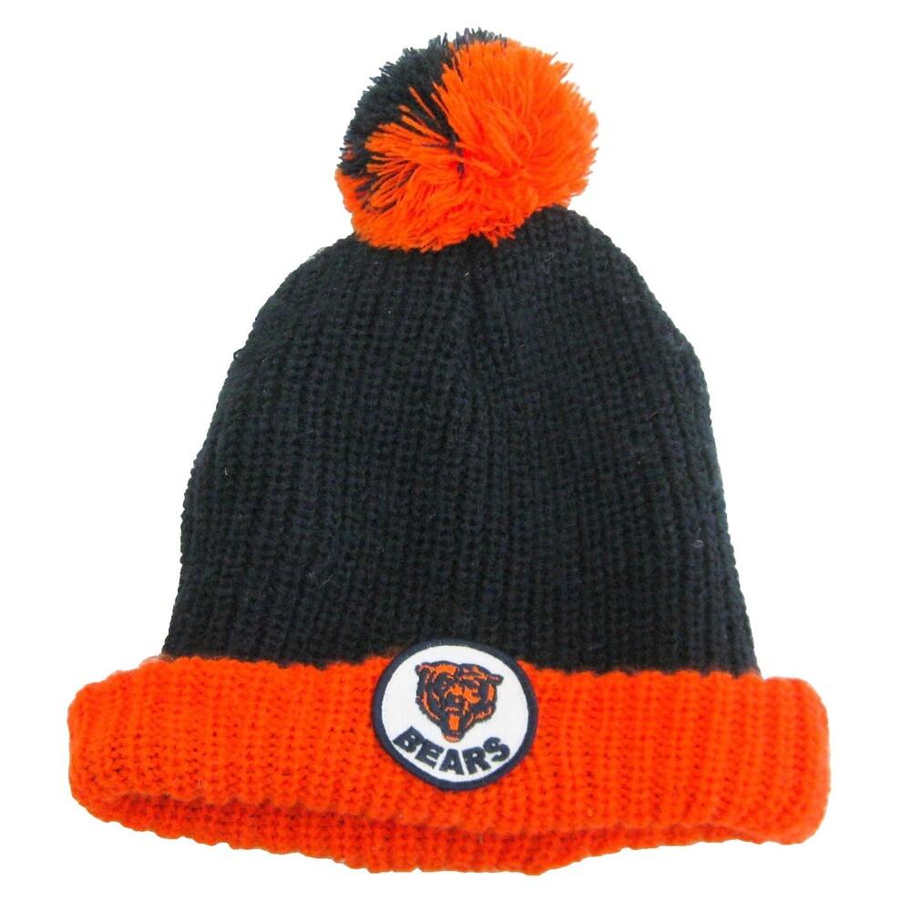 Chicago Bears Beanie Hat Blue Orange Knit Logo Reebok Ski Hat NFL Football